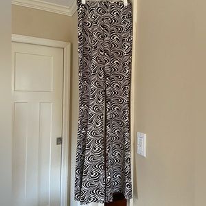 Brown and White Swirl Flared Pants